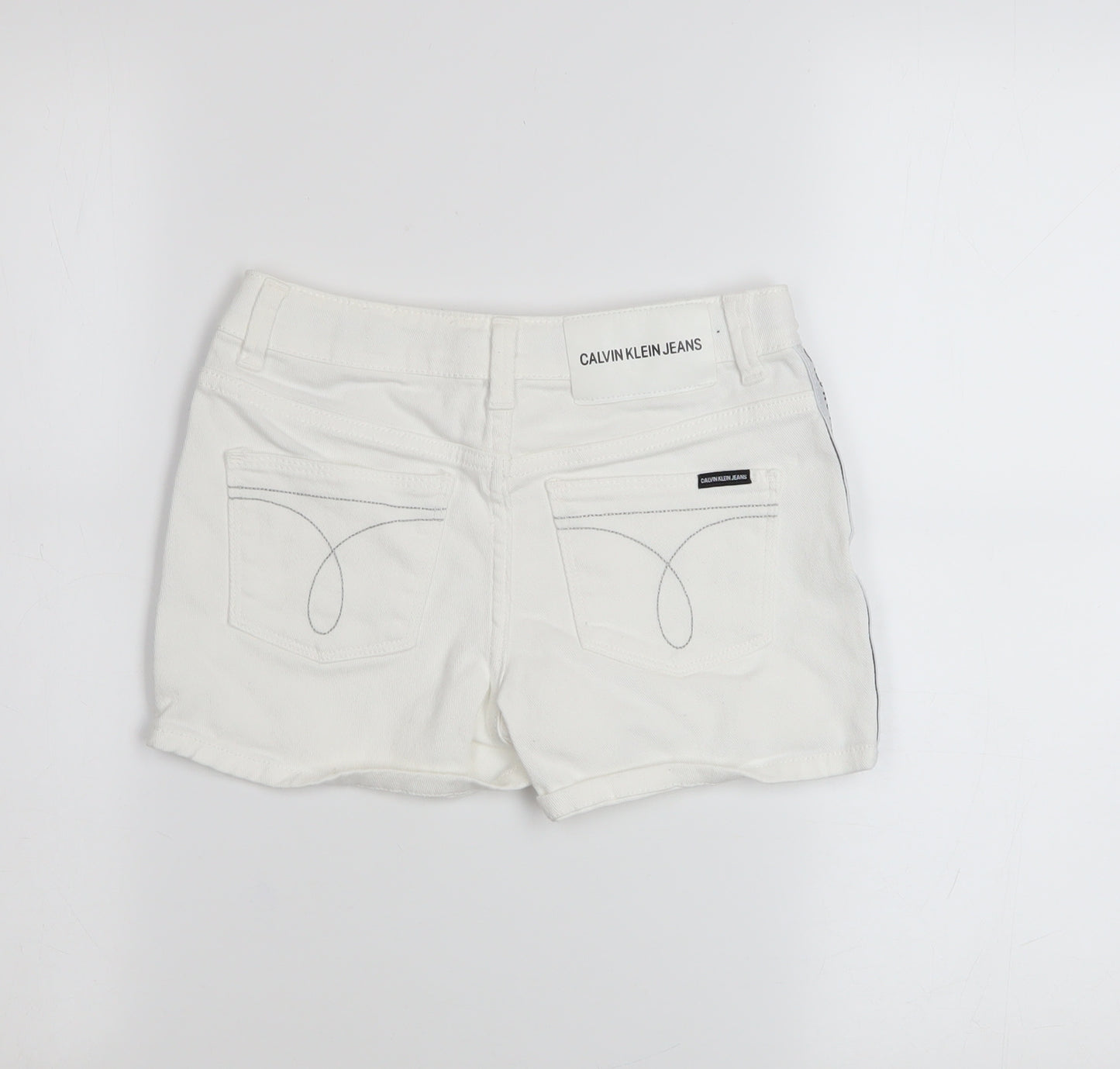 Calvin Klein Girls White Chino Shorts 10 Years Stretch Cotton Twill