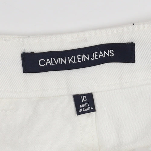 Calvin Klein Girls White Chino Shorts 10 Years Stretch Cotton Twill