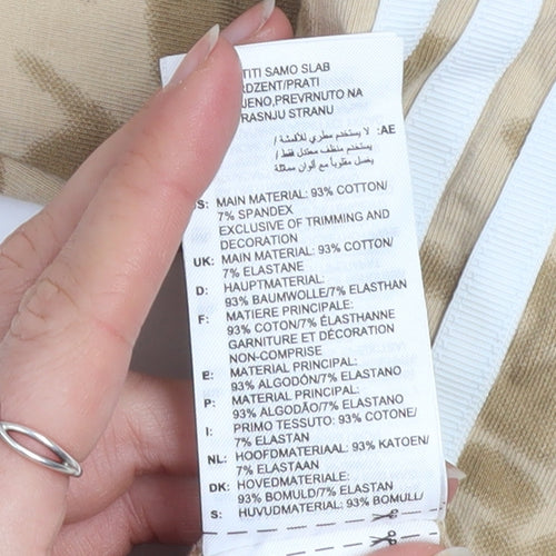 Adidas Womens Beige Cropped Long Sleeve T-Shirt Size S Tie-Dye Cotton Blend