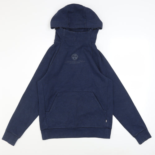 Napapijri Men's Blue Pullover Hoodie Size S Regular Fit Logo Fleece