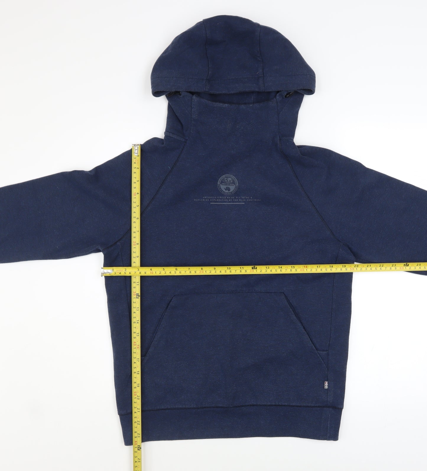 Napapijri Men's Blue Pullover Hoodie Size S Regular Fit Logo Fleece