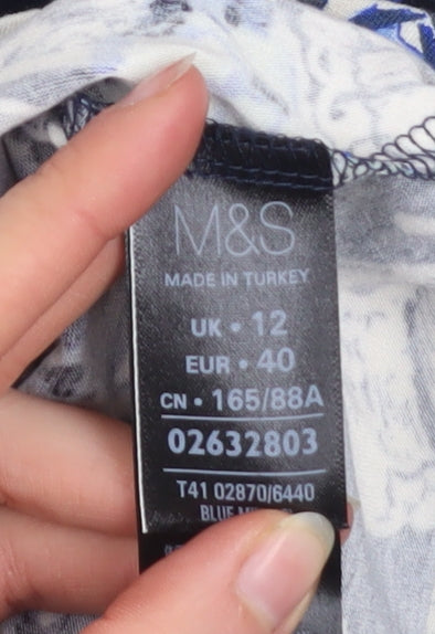 Marks and Spencer Womens Blue Butterfly Tunic Blouse Size 12