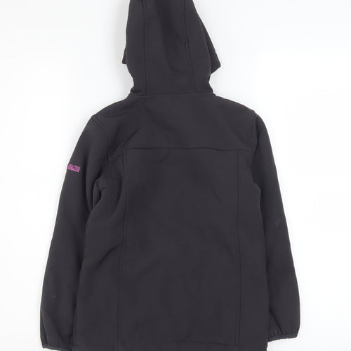 Trespass Girls Black Soft Shell Hooded Jacket 7-8 Years Waterproof Lined