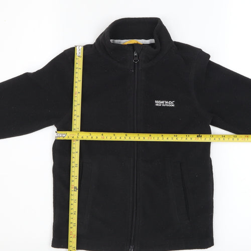 Regatta Girls Black Fleece Full Zip Mid-Length Jacket 5-6 Years Outdoor
