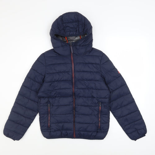 Next Boys Blue Hooded Puffer Jacket 11 Years Nylon Quilted Winter Coat