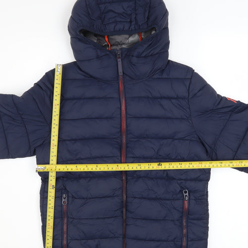 Next Boys Blue Hooded Puffer Jacket 11 Years Nylon Quilted Winter Coat