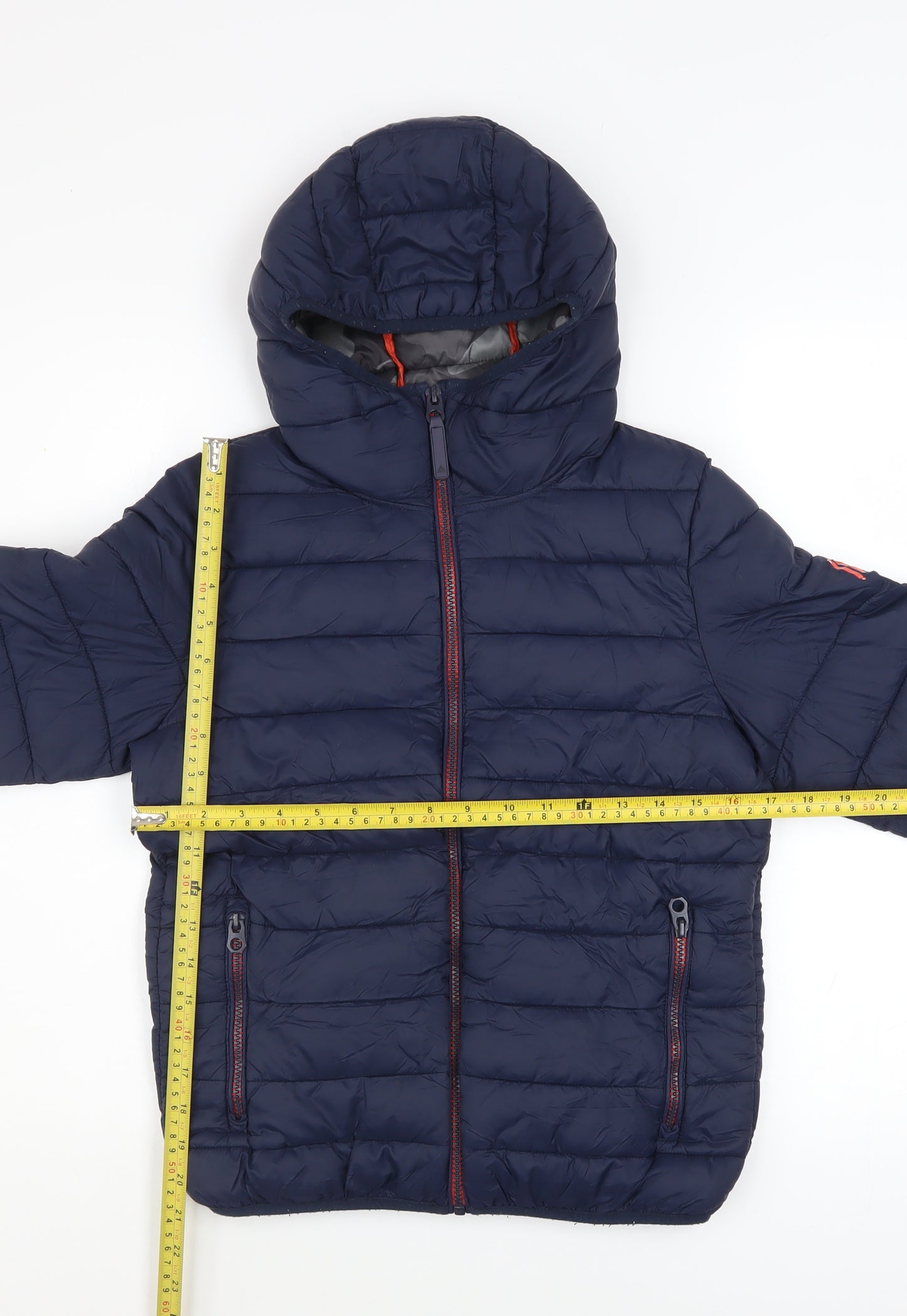 Next Boys Blue Hooded Puffer Jacket 11 Years Nylon Quilted Winter Coat