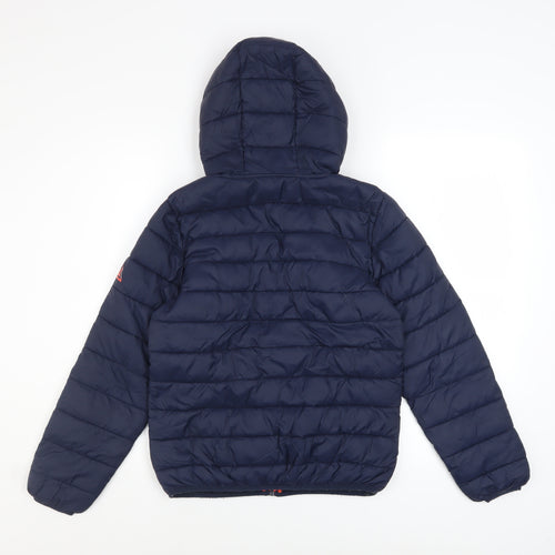 Next Boys Blue Hooded Puffer Jacket 11 Years Nylon Quilted Winter Coat