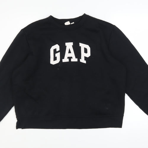 GAP Women Black XL Pullover Sweatshirt with Logo Print