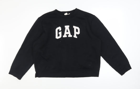 GAP Women Black XL Pullover Sweatshirt with Logo Print