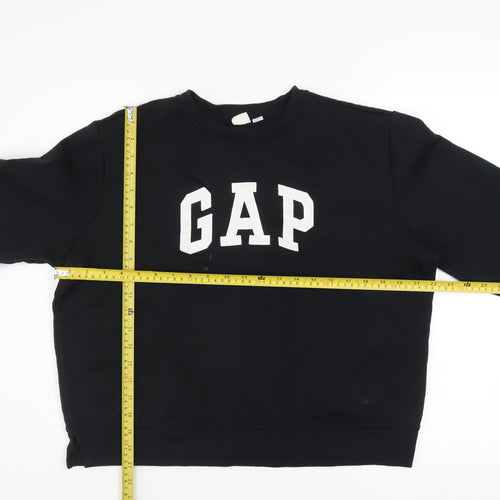 GAP Women Black XL Pullover Sweatshirt with Logo Print