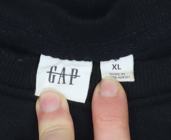 GAP Women Black XL Pullover Sweatshirt with Logo Print