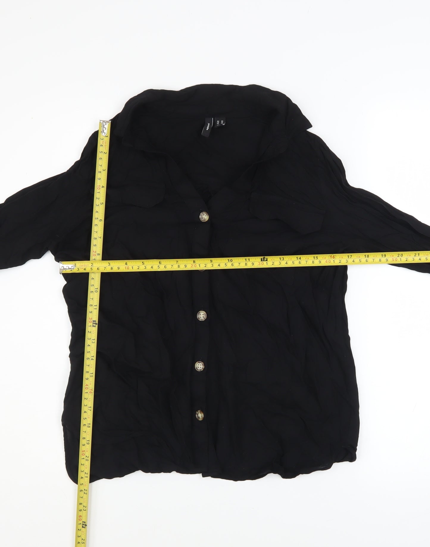 Vero Moda Women’s Black Chiffon Long Sleeve Button Blouse XS