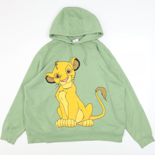 Disney Womens Green XL Pullover Hoodie Simba Graphic Print