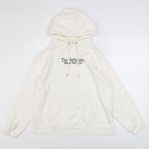 H&M Women Ivory Pullover Hoodie The Hamptons Graphic Size 12