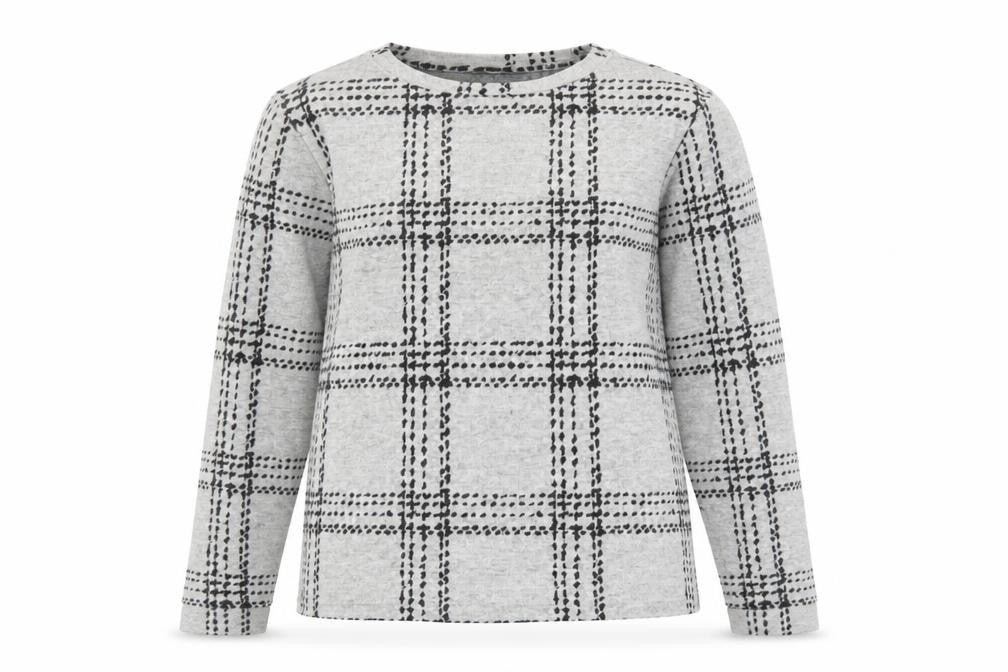 Front view of Next Women’s Grey Check Pullover Sweatshirt UK 8