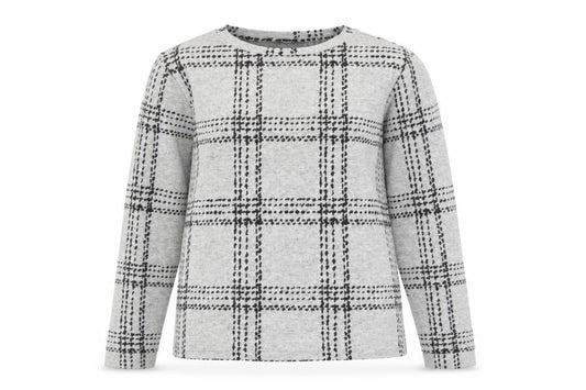 Front view of Next Women’s Grey Check Pullover Sweatshirt UK 8