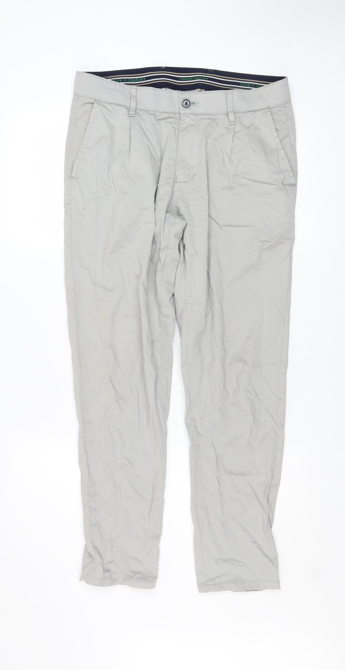 Club of Comfort Men's Beige Chino Trousers 32x30 Regular Fit Cotton