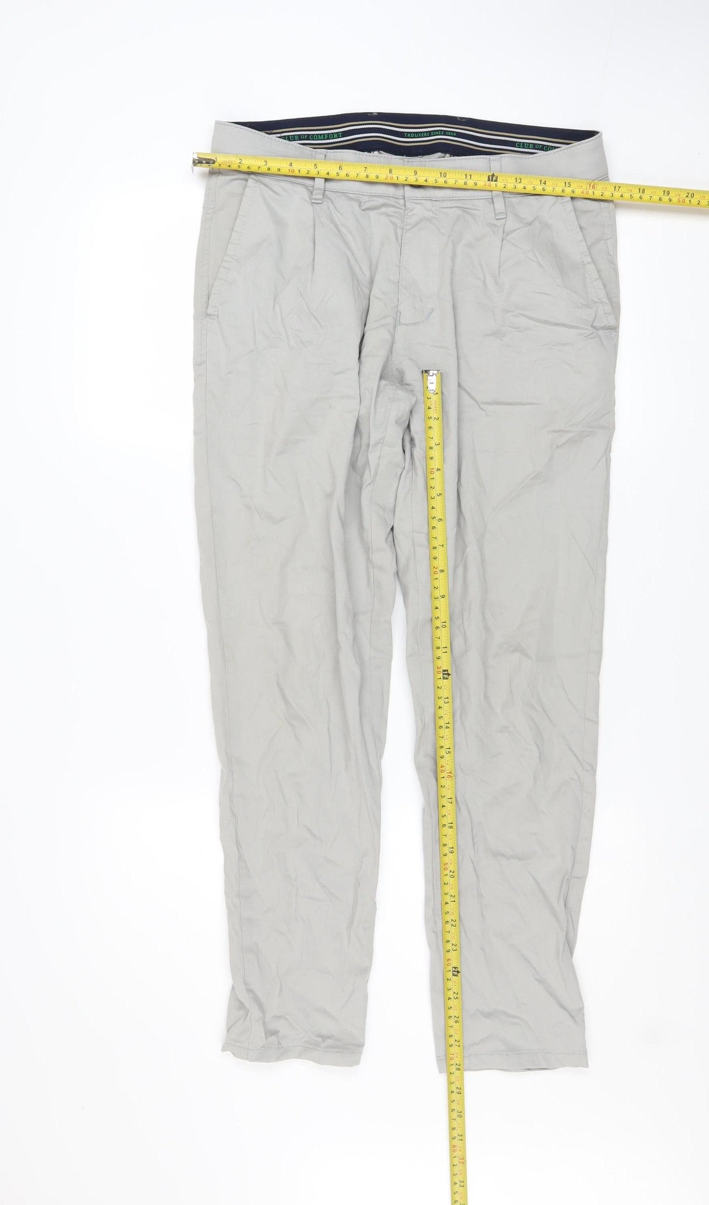 Club of Comfort Men's Beige Chino Trousers 32x30 Regular Fit Cotton