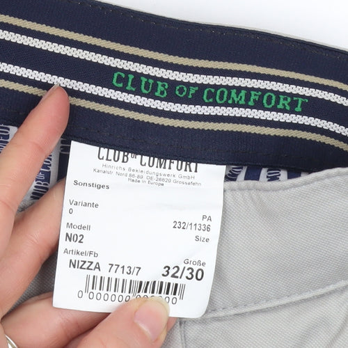 Club of Comfort Men's Beige Chino Trousers 32x30 Regular Fit Cotton