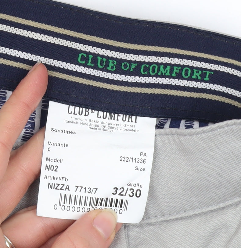 Club of Comfort Men's Beige Chino Trousers 32x30 Regular Fit Cotton