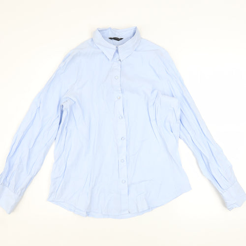 Zara Womens Light Blue Long Sleeve Button-Up Shirt XS Classic Casual