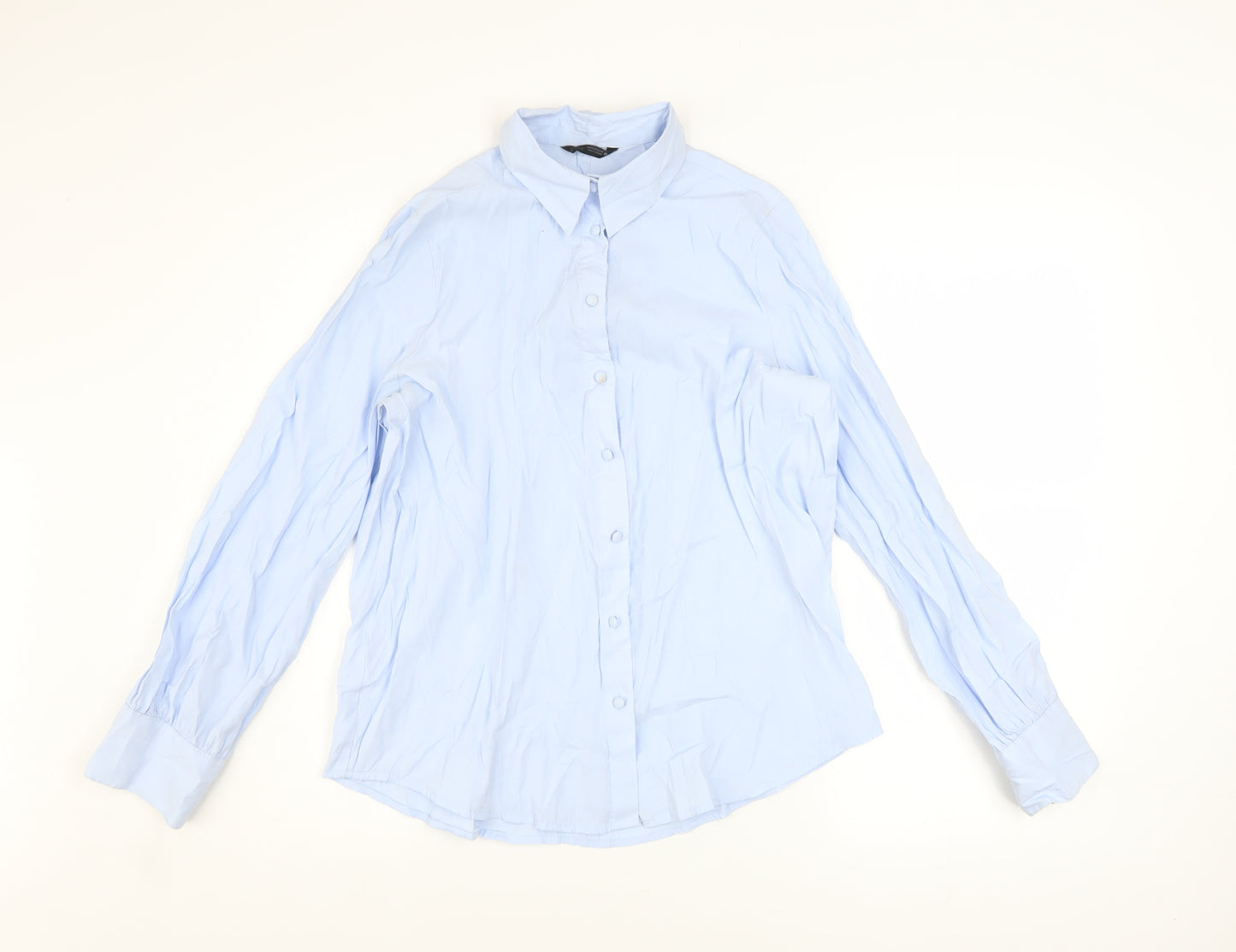 Zara Womens Light Blue Long Sleeve Button-Up Shirt XS Classic Casual