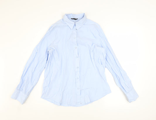 Zara Womens Light Blue Long Sleeve Button-Up Shirt XS Classic Casual
