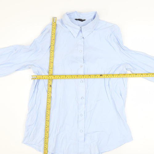 Zara Womens Light Blue Long Sleeve Button-Up Shirt XS Classic Casual