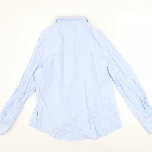 Zara Womens Light Blue Long Sleeve Button-Up Shirt XS Classic Casual
