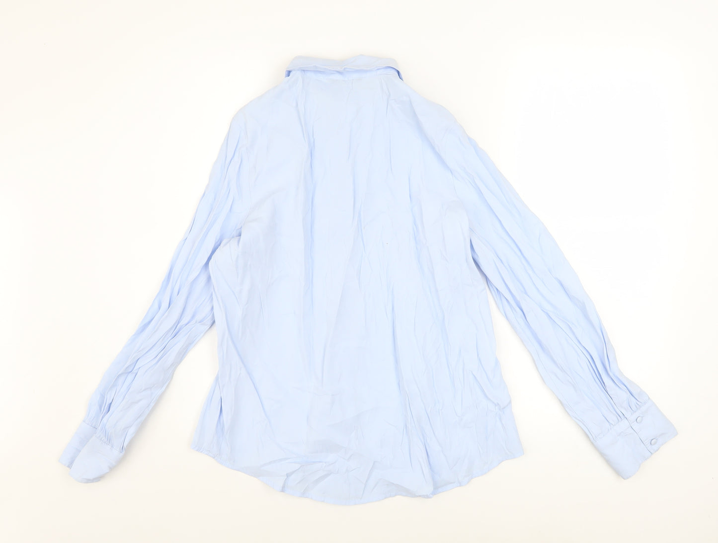 Zara Womens Light Blue Long Sleeve Button-Up Shirt XS Classic Casual