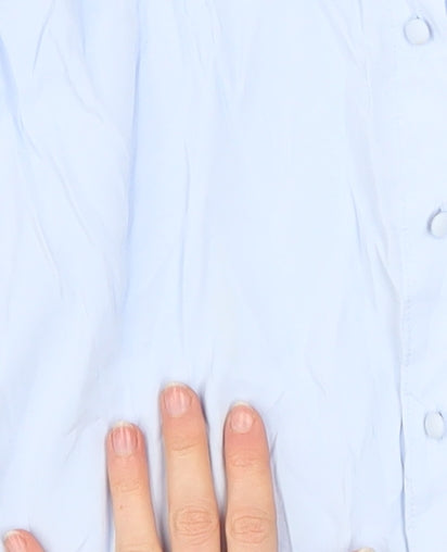 Zara Womens Light Blue Long Sleeve Button-Up Shirt XS Classic Casual