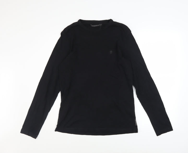 French Connection Men's Black Cotton Long Sleeve Crew Neck Top Size L