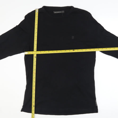 French Connection Men's Black Cotton Long Sleeve Crew Neck Top Size L