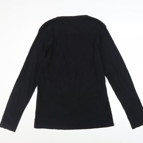 French Connection Men's Black Cotton Long Sleeve Crew Neck Top Size L