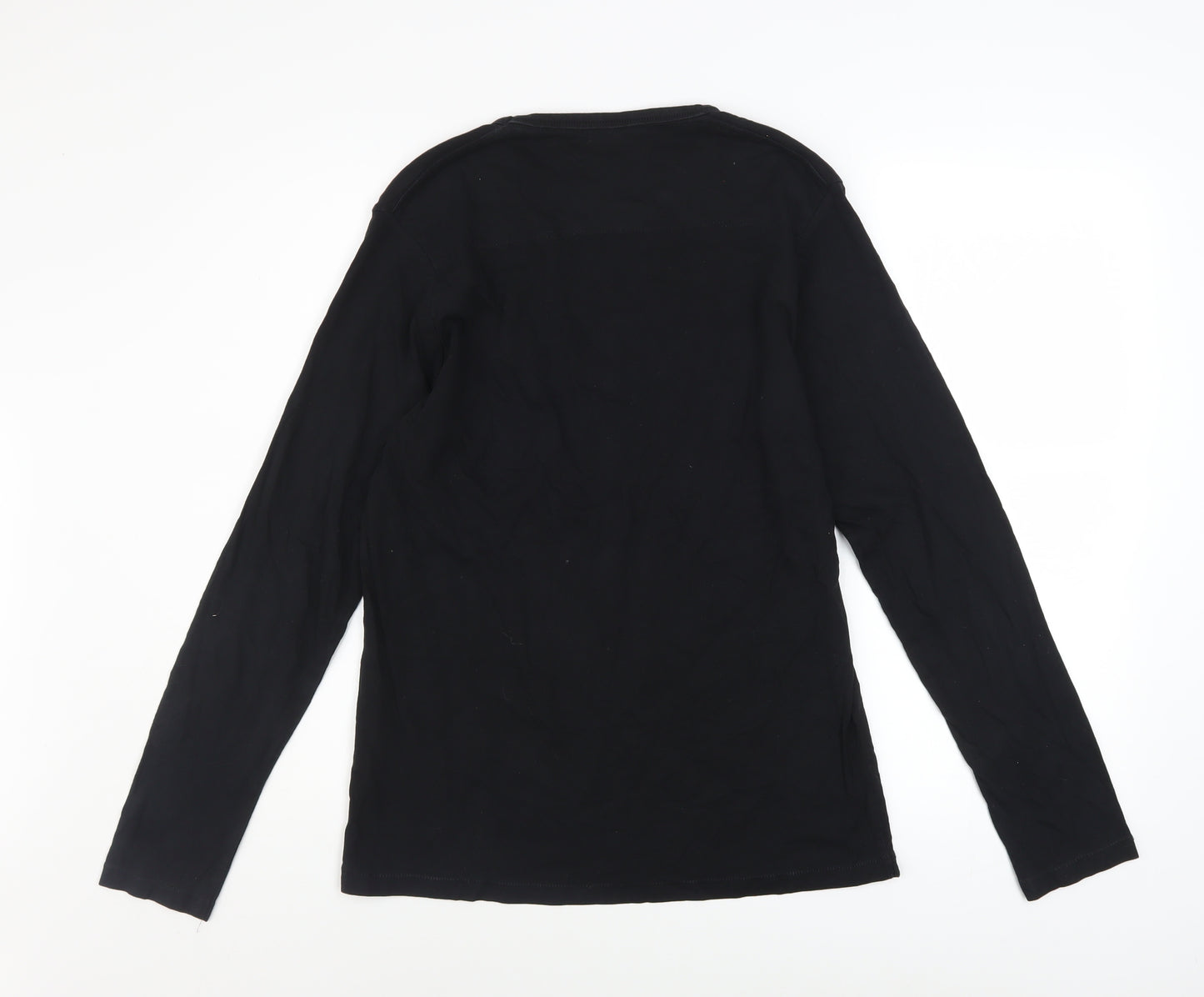 French Connection Men's Black Cotton Long Sleeve Crew Neck Top Size L