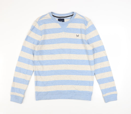Crew Clothing Men’s Blue Striped Cotton Sweatshirt XS Long Sleeve