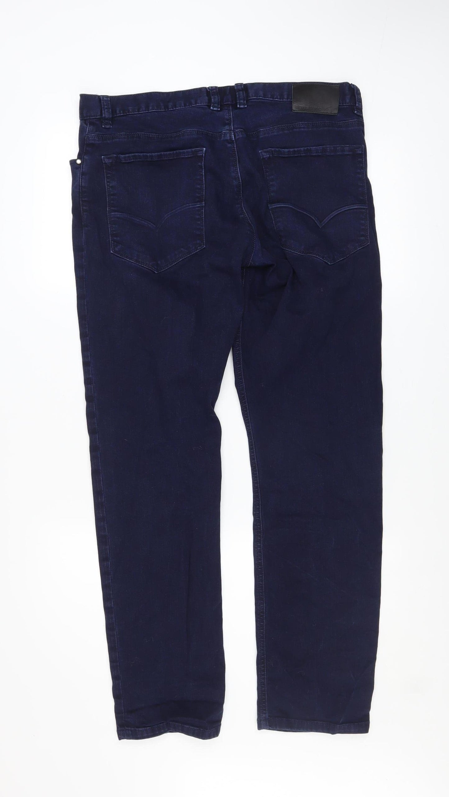 Remus Uomo Mens Navy Slim Jeans Size 36R Cotton Blend Denim