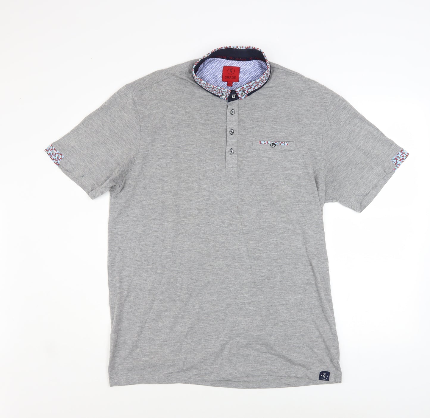Swade Men’s Grey 2XL Regular Fit Collared Short Sleeve Polo Shirt