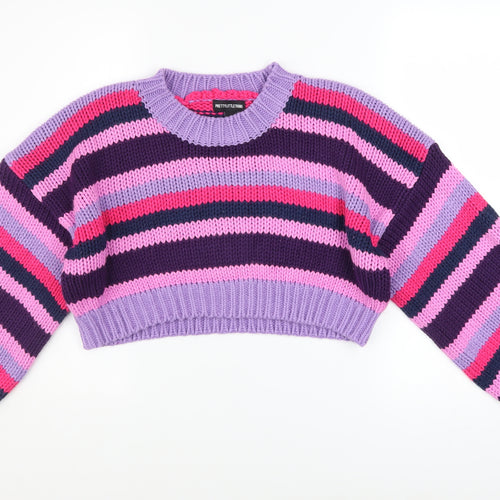 PrettyLittleThing Women's Multicoloured Striped Chunky Knit Pullover Jumper S