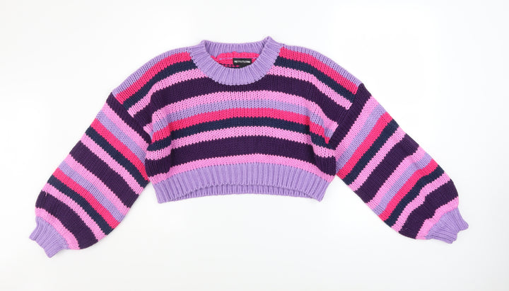 PrettyLittleThing Women's Multicoloured Striped Chunky Knit Pullover Jumper S