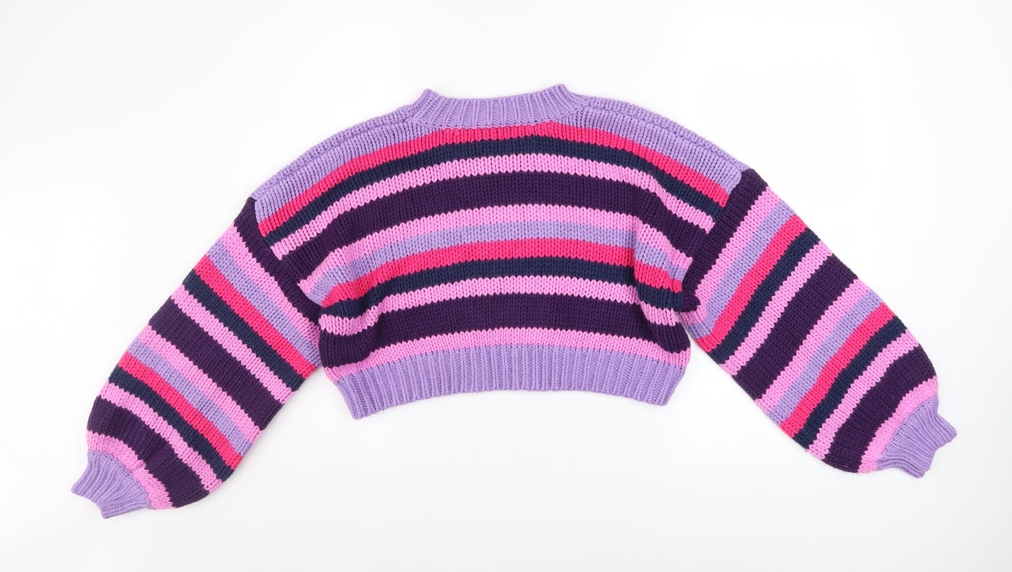 PrettyLittleThing Women's Multicoloured Striped Chunky Knit Pullover Jumper S