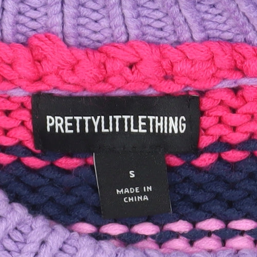 PrettyLittleThing Women's Multicoloured Striped Chunky Knit Pullover Jumper S
