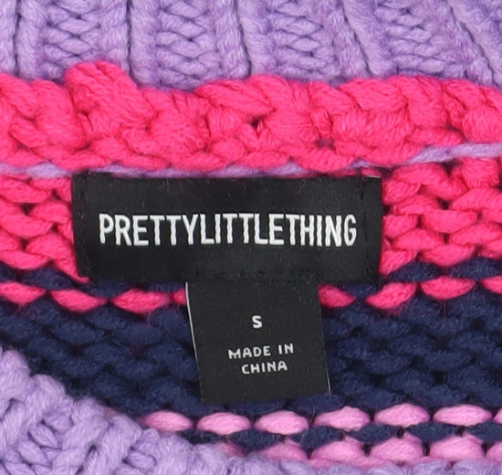 PrettyLittleThing Women's Multicoloured Striped Chunky Knit Pullover Jumper S