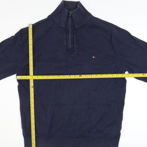 Tommy Hilfiger Men’s Blue XL 1/2 Zip High Neck Cotton Jumper