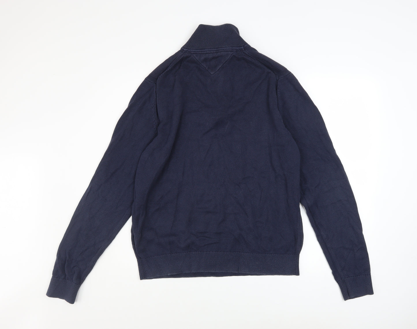 Tommy Hilfiger Men’s Blue XL 1/2 Zip High Neck Cotton Jumper