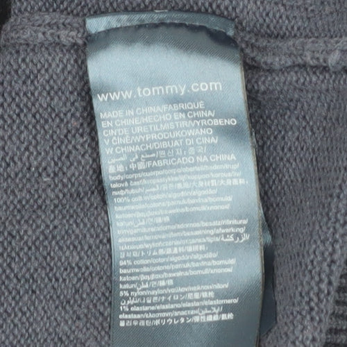 Tommy Hilfiger Men’s Blue XL 1/2 Zip High Neck Cotton Jumper