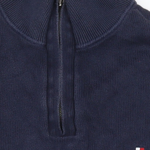 Tommy Hilfiger Men’s Blue XL 1/2 Zip High Neck Cotton Jumper
