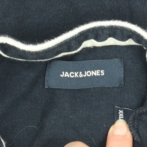 Jack & Jones Men’s Blue XXL Short Sleeve Cotton Henley Shirt