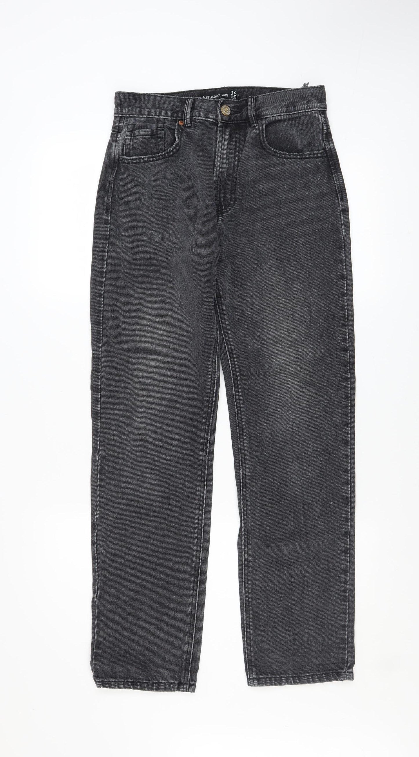 Stradivarius Women’s Grey Straight Jeans Size 8 High Rise Denim